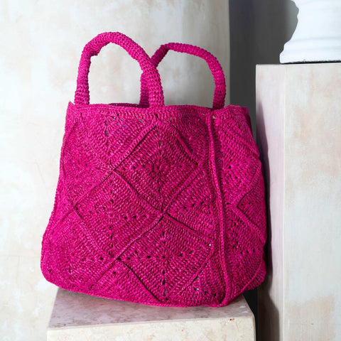 Beach Handmade Braided Geometric Tote