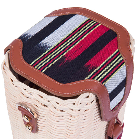 Casual Stripe Crossbody with Leather Trim and Flap Closure