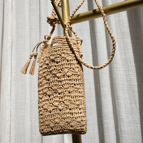 Braided Raffia Geometric Pouch