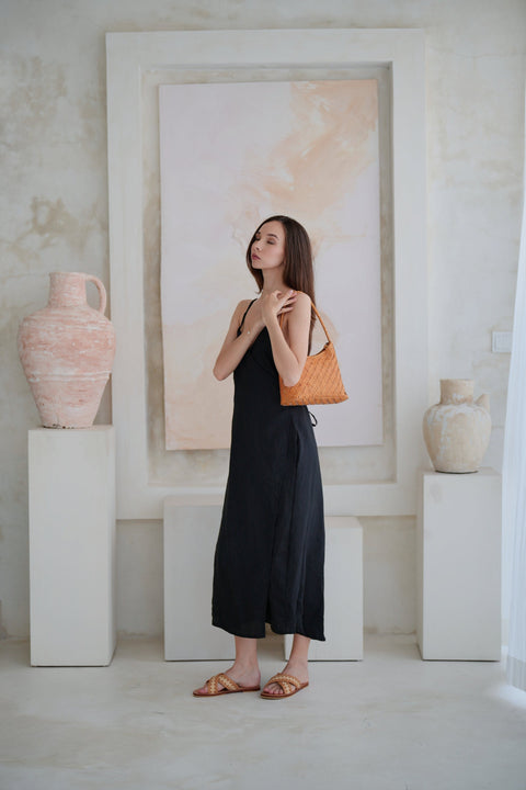 Braided Basket Weave Shoulder Bag with Zip Top Closure