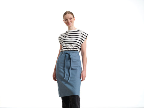 Bistro Stripe Adjustable Apron with Deep Patch Pockets