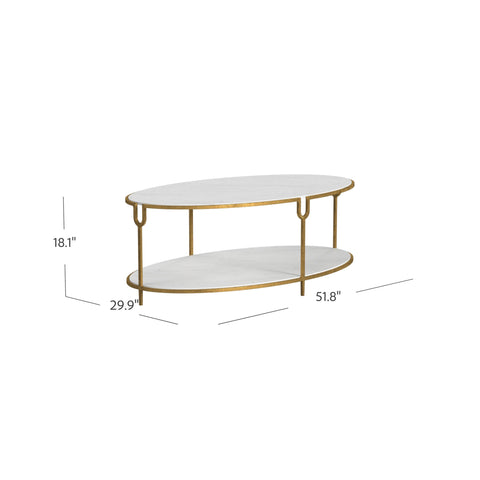 Timeless Minimalist Contemporary Oval Marble Coffee Table