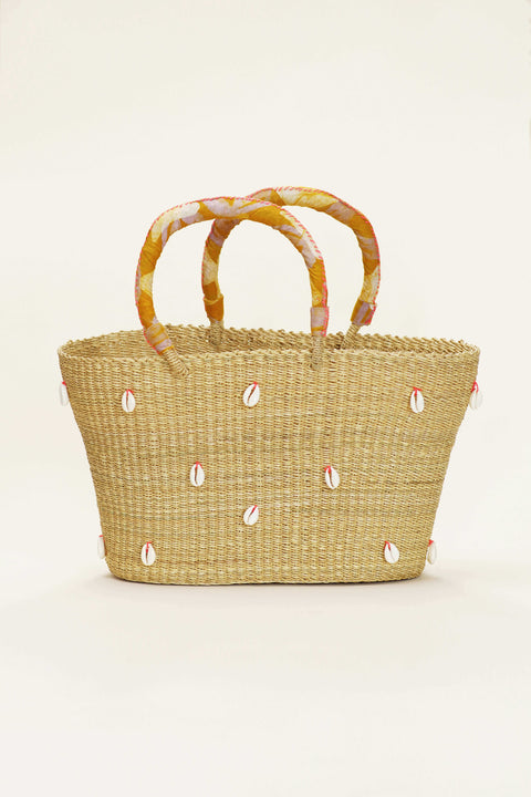 Handmade Beaded Basket Weave Open Top Basket Bag