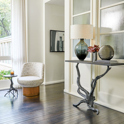 Studio A Nature-Driven Modernist Organic Marble Metal Console - 48 W