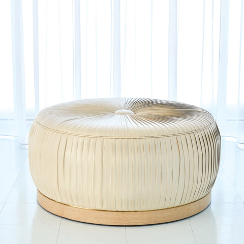 Space Saving Pouf Ottoman with Pleats Contemporary Upholstered Ottoman