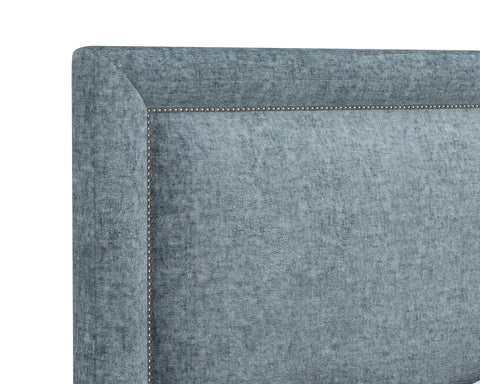 Sunpan Contemporary Nylah Upholstered Platform Bed with Nailhead Trim - Queen - King - Queen