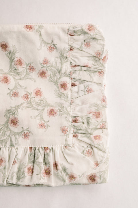 Floral Lilac Vine Scroll Ruffles Zip Top Pouch