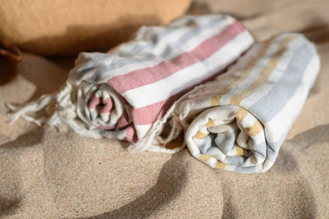 Stripe Handwoven Quick Dry Beach Towel with Fringe