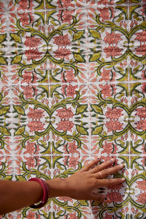 Powered by People Topanga Quilted Bohemian Floral Rectangle Handcrafted Throw - 54 x 84