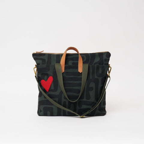 Travel Abstract Beaded Heart Graphic Tote