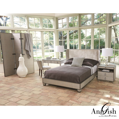 Global Views Contemporary Wingback Platform Bed with Headboard - Argento - King