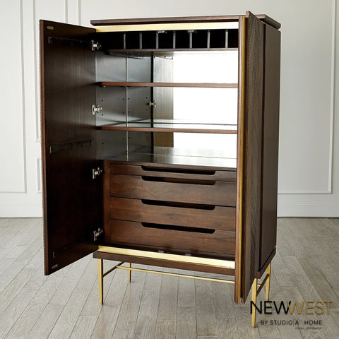 Latilla Modern Chevron Bar Cabinet with Pull Handles
