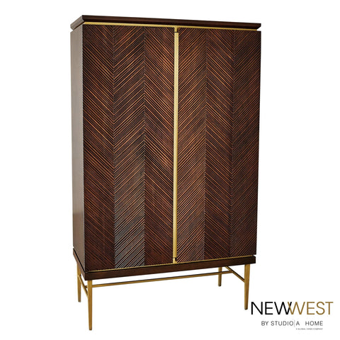 Latilla Modern Chevron Bar Cabinet with Pull Handles