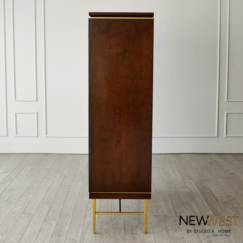 Latilla Modern Chevron Bar Cabinet with Pull Handles