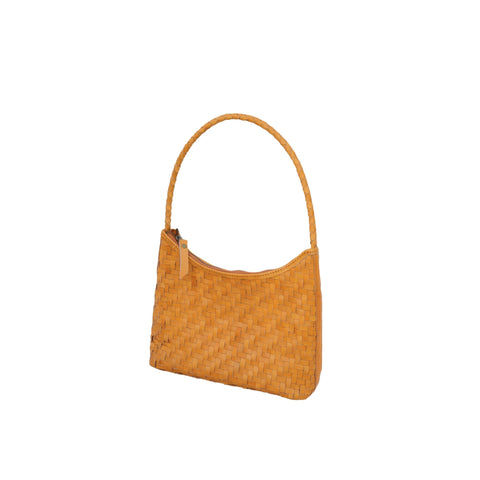 Braided Basket Weave Shoulder Bag with Zip Top Closure