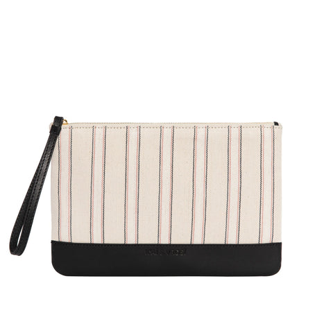 Vacation Stripe Clutch with Zip Top Closure