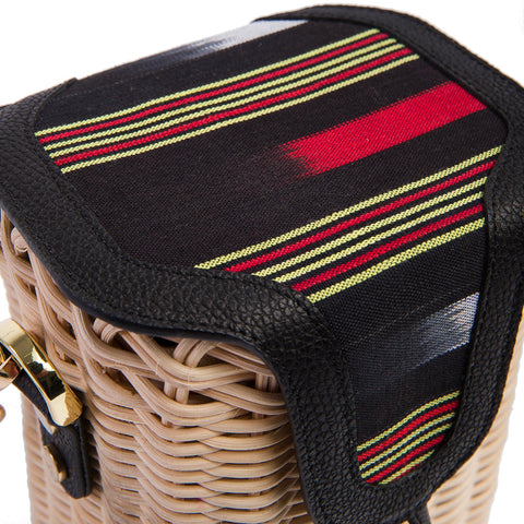 Stripe Crossbody with Leather Trim and Adjustable Straps