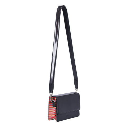 Casual Stripe Embossed Logo Crossbody