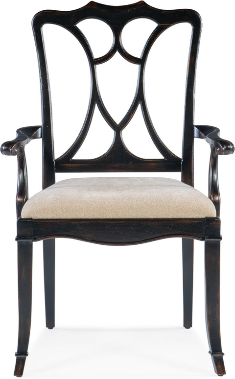 Artful Traditionalist Fauteuil with Scroll Arms Traditional Armchair