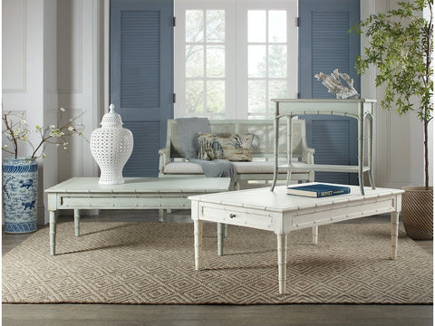 Artful Traditionalist Coastal Floral Rectangle End Table