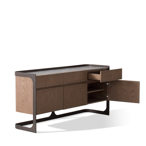 Element Contemporary Media Storage with Marble and Wood