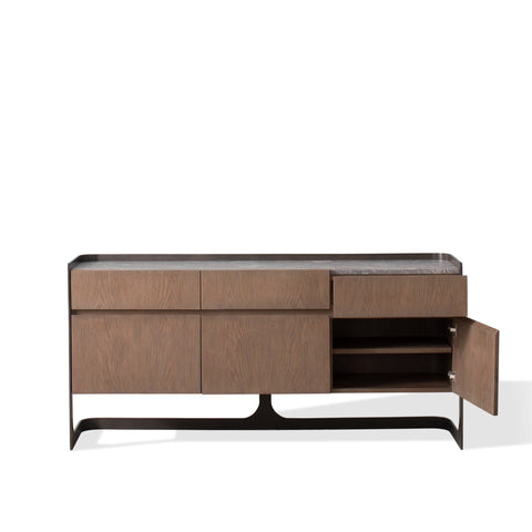 Element Contemporary Media Storage with Marble and Wood