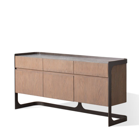 Element Contemporary Media Storage with Marble and Wood