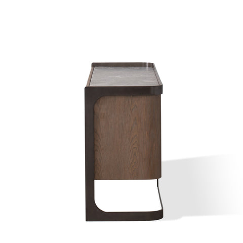 Element Contemporary Media Storage with Marble and Wood