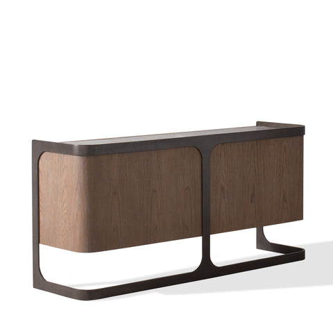 Element Contemporary Media Storage with Marble and Wood