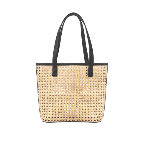 Beach Handmade Geometric Leather Trim Tote