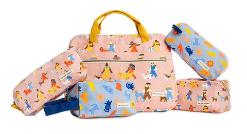 Graphic Print Zipper Pouch with Exterior Pockets