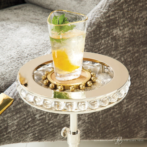 Contemporary Space Saving Round Drink Table with Adjustable Height