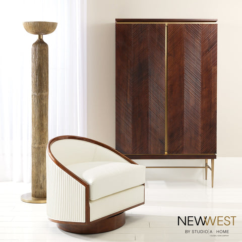 Latilla Modern Chevron Bar Cabinet with Pull Handles