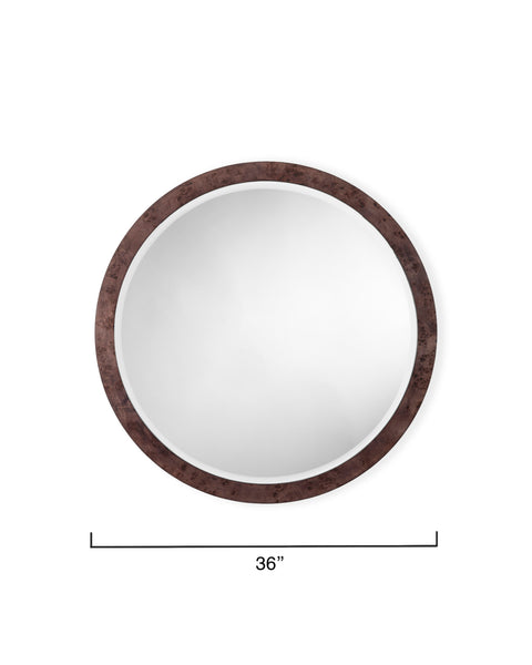 Contemporary Burled Wood Round Accent Mirror for Entryway Wall