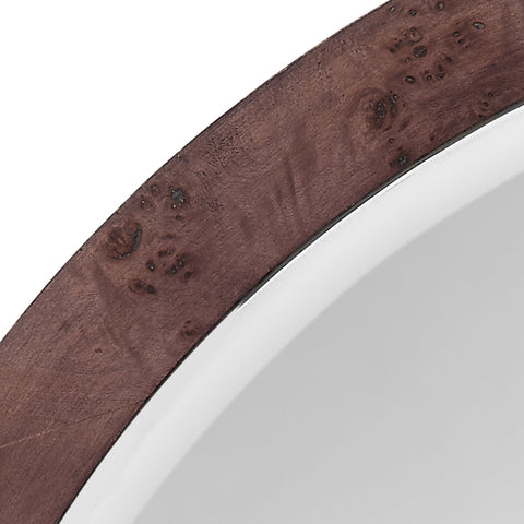 Contemporary Burled Wood Round Accent Mirror for Entryway Wall