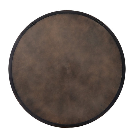 Contemporary Burled Wood Round Accent Mirror for Entryway Wall
