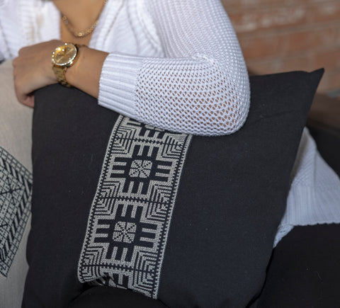 Powered by People Artful Traditionalist Bohemian Embroidery Square Pillow Cover - 18 x 18