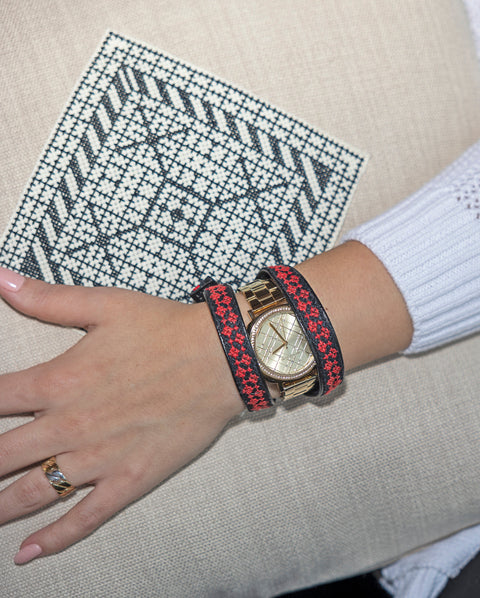 Powered by People Artful Traditionalist Bohemian Handcrafted Embroidery Pillow Cover - 18 x 18