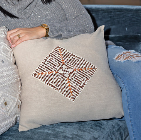 Artful Traditionalist Bohemian Embroidery Square Pillow Cover