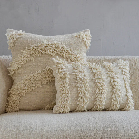 Powered by People Scandinavian Handwoven Wool Pillow Cover with Fringe - 12 x 20