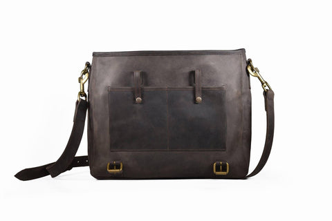 Office Solid Brown Crossbody with Padded Laptop Sleeve