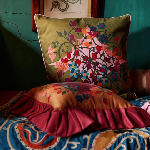 Powered by People Artful Traditionalist Bohemian Floral Graphic Square Pillow Cover - 20 x 20