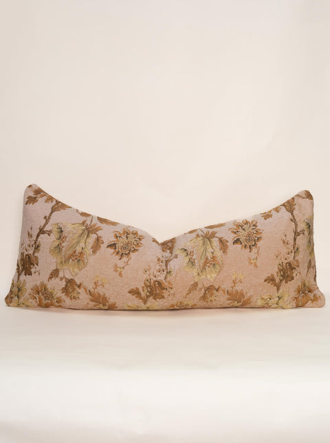 Artful Traditionalist Vintage Embroidery Lumbar Pillow