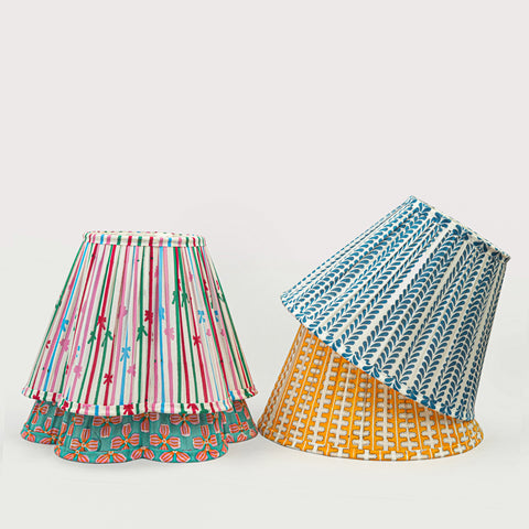 Accent Bohemian Lamp Shade with Pleats and Scallop Trim