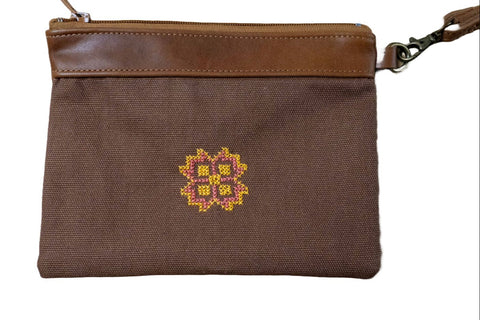 Geometric Embroidery Handmade Lined Clutch