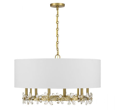 Dahlia Candelabra Drum Pendant Light with Crystals