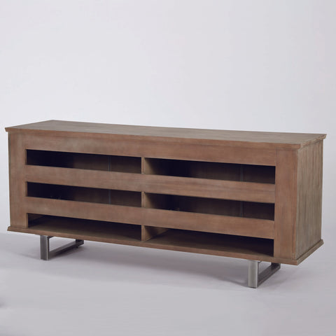 Contemporary Grasscloth Media Storage with Adjustable Shelves
