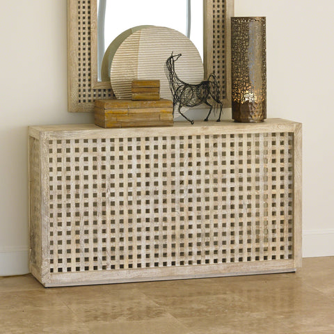 Studio A Timeless Minimalist Geometric Fretwork Entryway Console