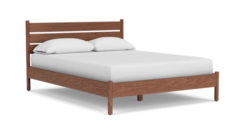 EQ3 Minimalist Monarch Slat Platform Bed in Walnut - King - King - Queen