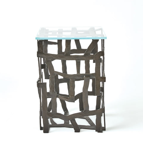 Timeless Minimalist Fragments Modern Abstract Glass End Table